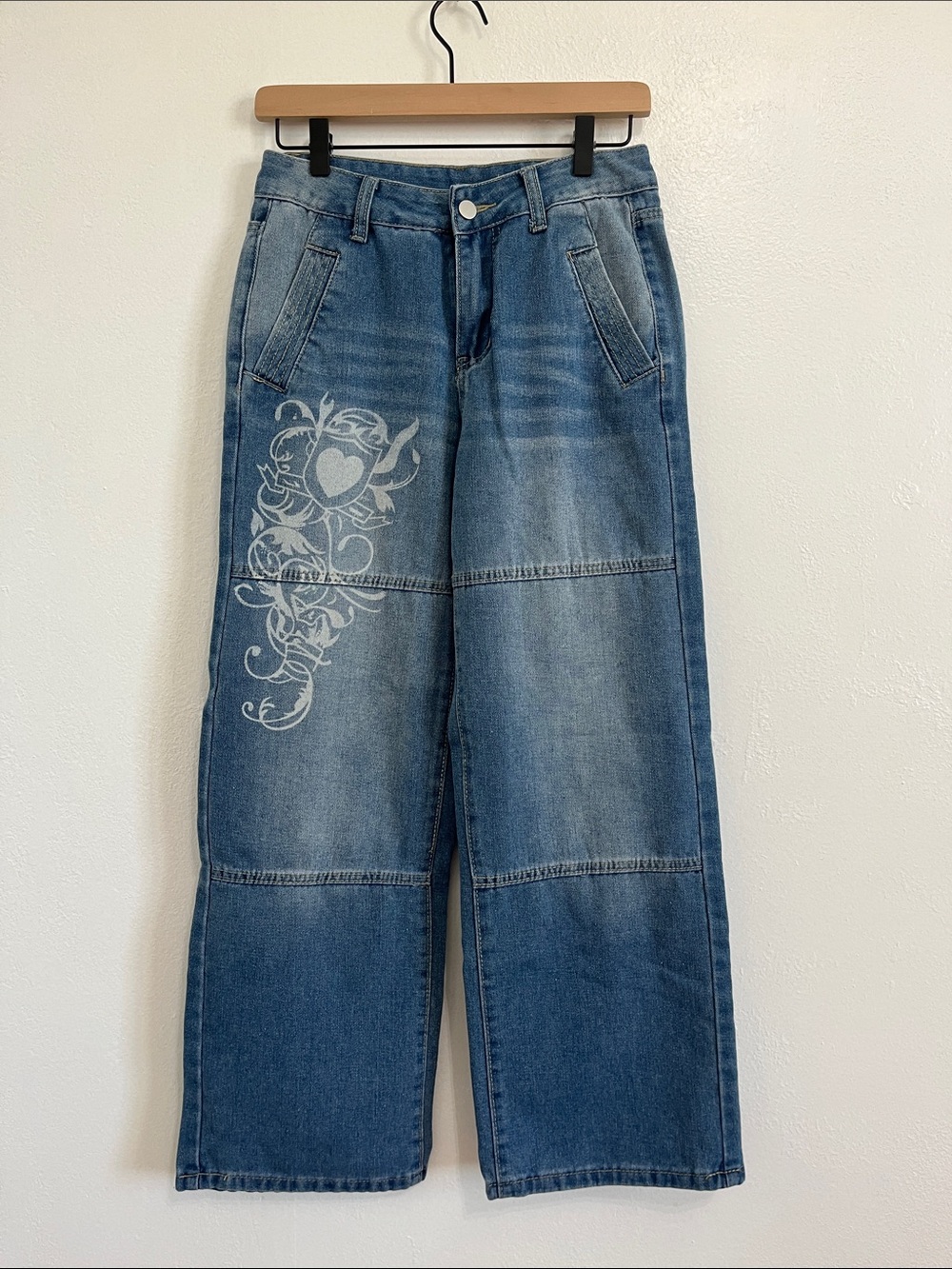 Jeans Light Blue Denim Wide Leg Jeans - Size S